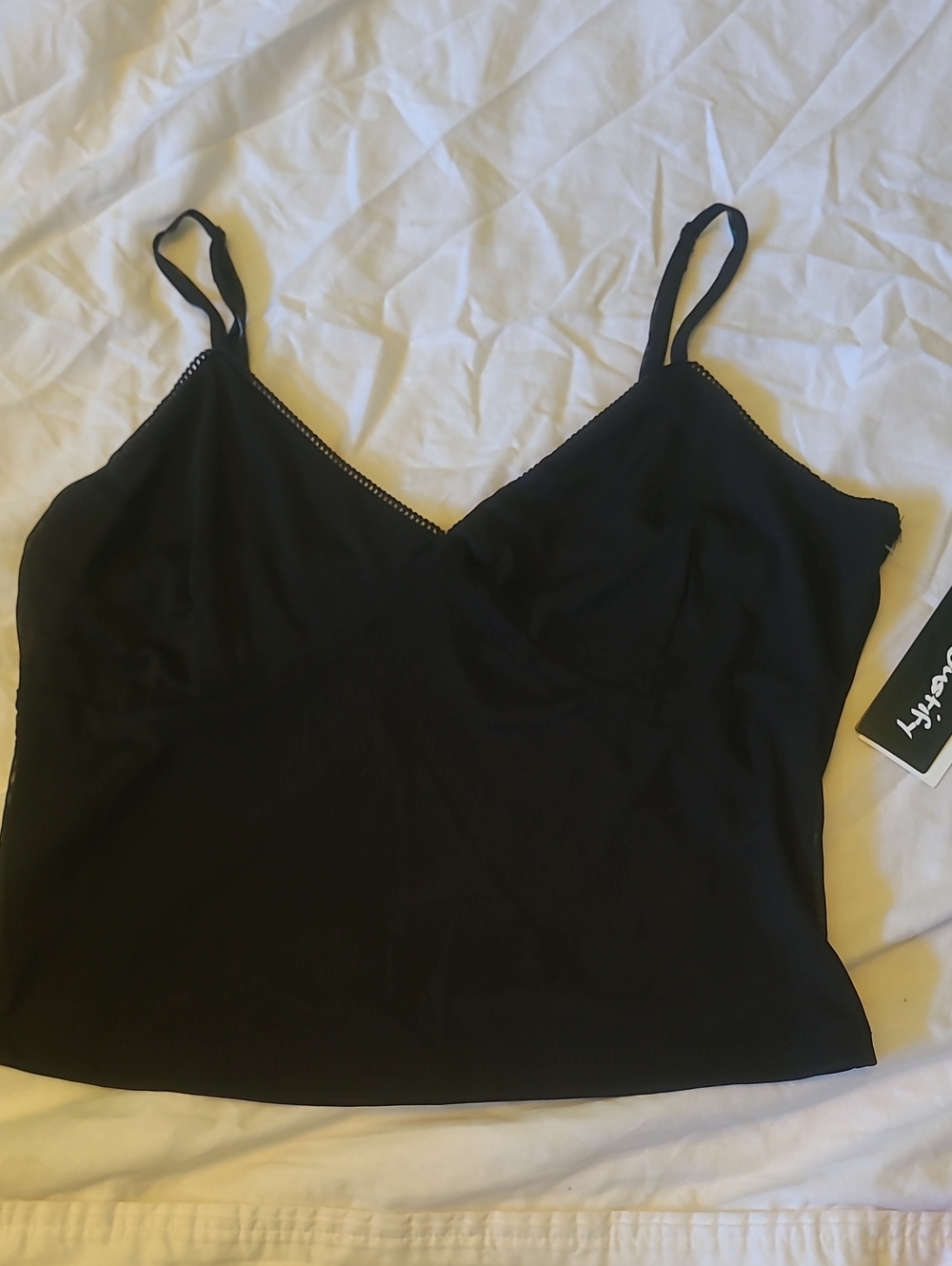 Justify Black Lace-Trim Camisole Tank